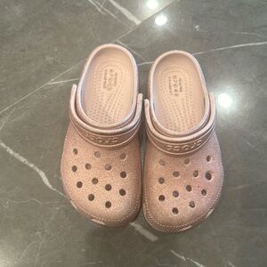Girl sparkle rose gold crocs